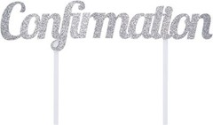 Divinity Silver Cross Religious Theme Party Decoration Cake Topper CONFIRMATION