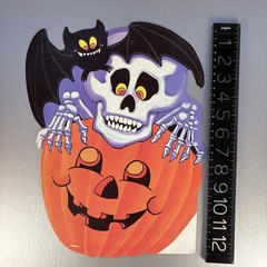 VTG Eureka Halloween Skeleton Pumpkin Bat Decoration Paper Die Cut 2 Sided