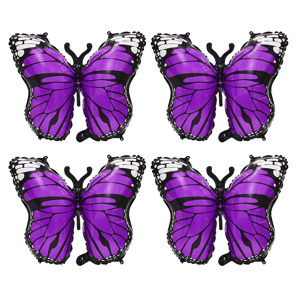 Purple Charming 4 Pack Butterfly Party Balloons, 28 Inches Girls Fairy Wings …