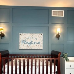 Playroom Decor, Wall Art Hanging Linen Banner, Blue Striped Wall Flag for Pla…