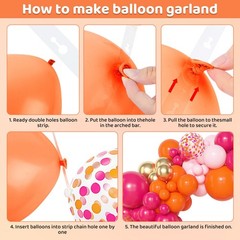 153Pcs Pink and Orange Balloon Arch Kit, Different Sizes 18 12 10 5 Inch Meta…