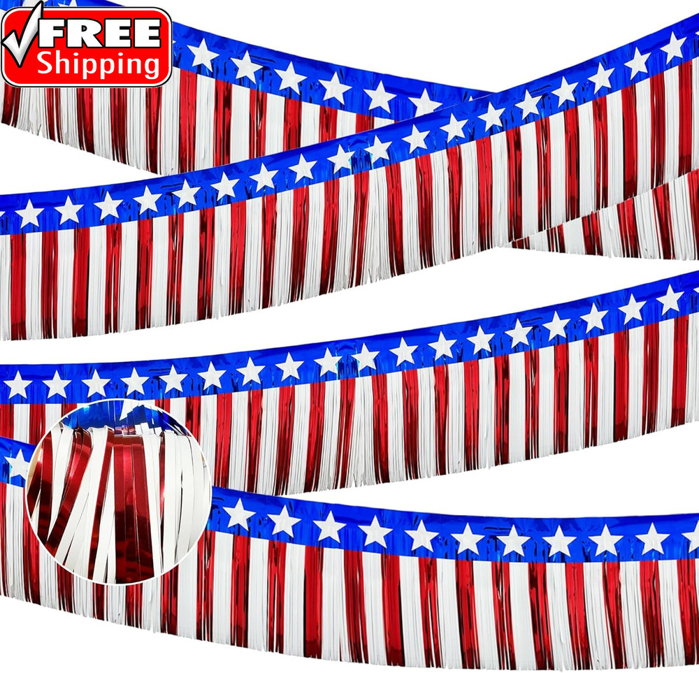 4 Pack 39Ft 4Th of July Parade Floats for Trailer Car, Flag Stripes and Stars Fo