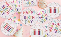 Happy Birthday Decorations,60PCS Rainbow Dot Party Supplies Set Serve 20, for