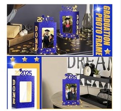 Graduation Table Photo Centerpieces 4 Boxes Blue 2025 w/lights