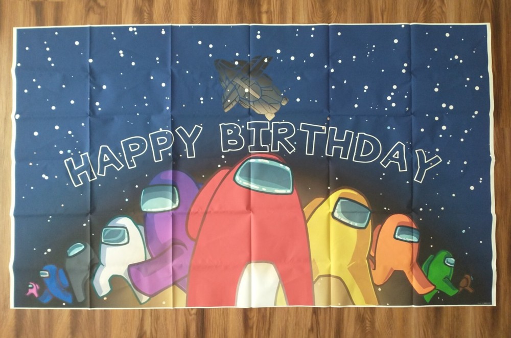 Among US HAPPY BIRTHDAY BANNER, Cloth 3ft x 5ft, New in Plastic