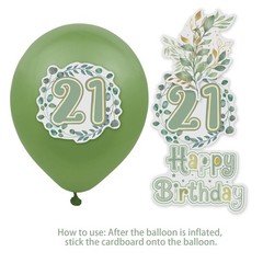 Eucalyptus 21st Party Decorations Happy Banner, Cake Topper, Olive Green Foil…