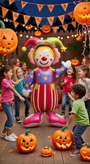circus decorations 2Pack 4D Standing 47.6 Inch Huge Smiling Circus Clown alum…