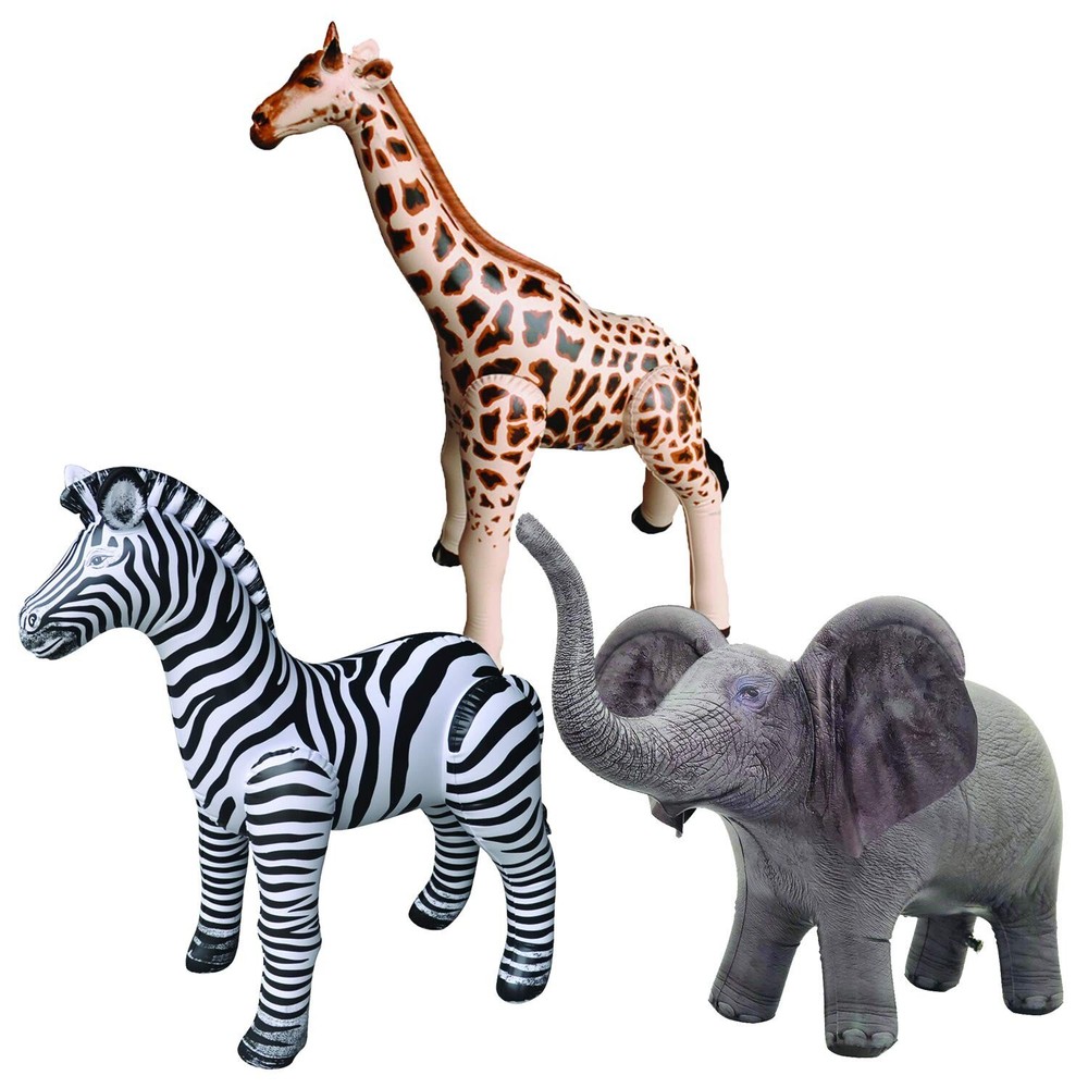 Jet Creations Life on Earth Wildlife Safari Inflatable, 3-PK, Giraffe, Zebra,…