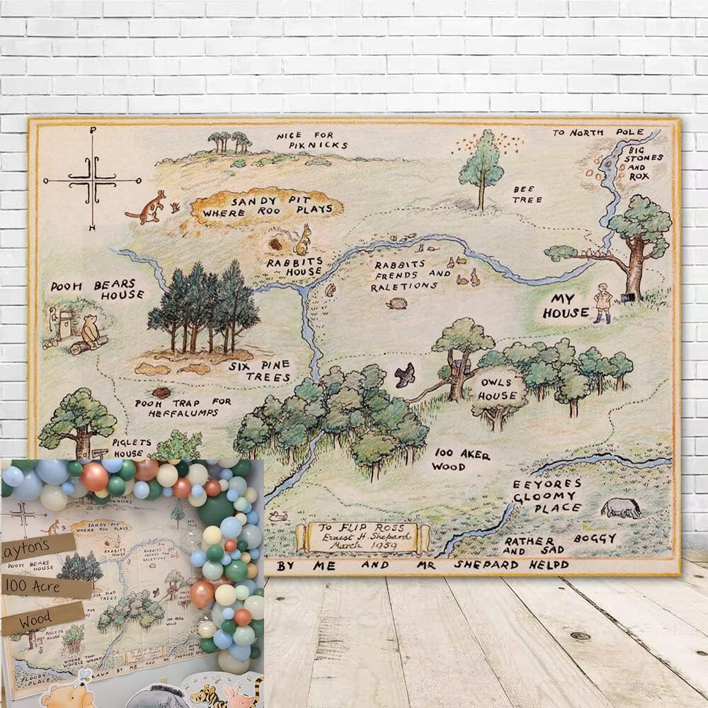 100 Acre Woods Bear Backdrop Baby Shower 7X5 Bear Background Happy Birthday Bear