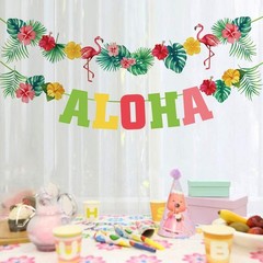 Hawaiian Aloha Party Banner Decorations Luau Theme Party Supplies Summer Beac…