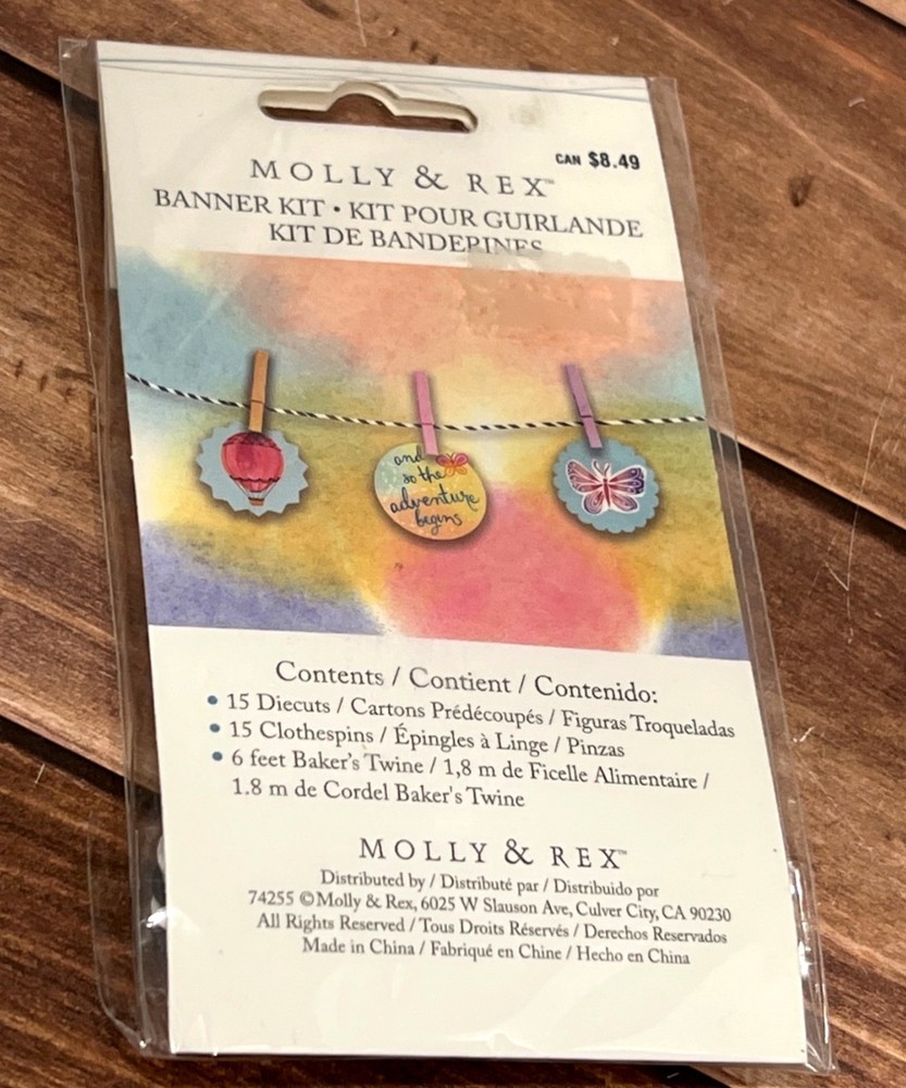 Molly & Rex Banner Kit GARLAND Clothespins Twine BUTTERFLY HOT AIR BALLOON 75578