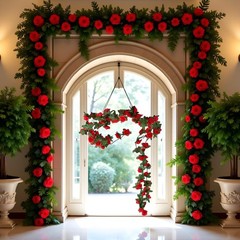 Red Artificial Rose Fake Flower Garland,Peony Vine Flowers Garland Hanging Si…