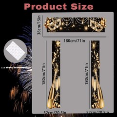 3PCS Masquerade Party Door Decorations Porch Banner Retro Gold Black Mask Car…