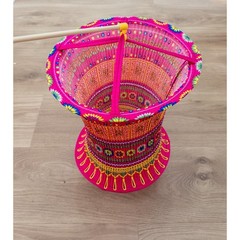 Handmade Fabric Lantern: Pink Boho Hanging Light, Vietnamese Home Decor
