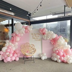 Pink and White Balloons Arch Kit, 124pcs Light Pink White Transparent Balloon…