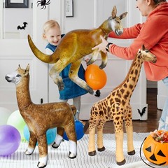 Jet Creations Inflatable Kangaroo Giraffe Alpaca3 Pack Safari Birthday Party Toy