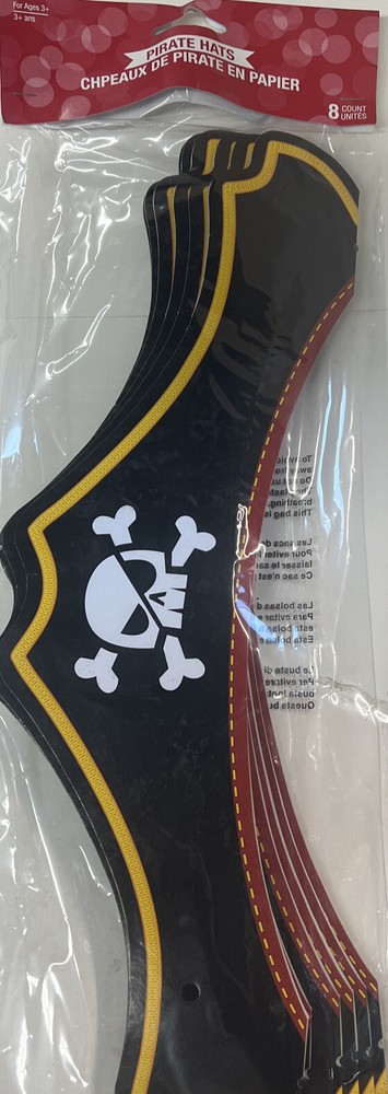 Pirate Treasure Paper Hats 8 Count