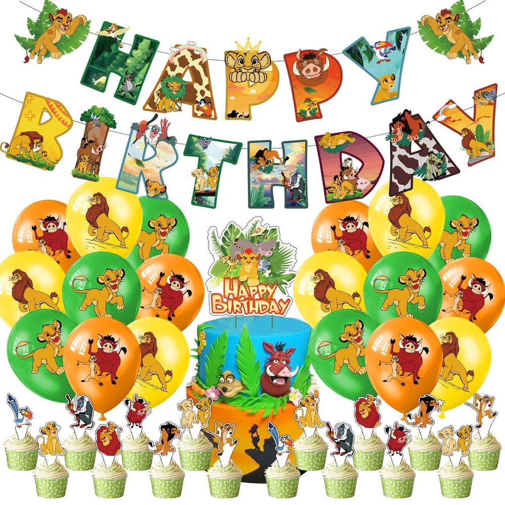 The Lion King Birthday Party Decor Supplies Balloons Banner Cake Toppers Kids