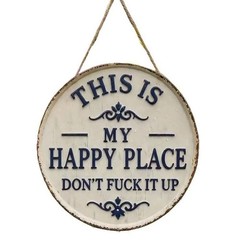 Distressed Finish Metal Sign for Garden Patio Fence This Is My Happy Place