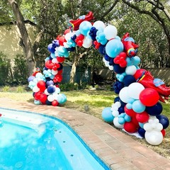 Airplane Balloon Garland Arch Kit 147pcs Navy Blue Red and Blue white Balloon…