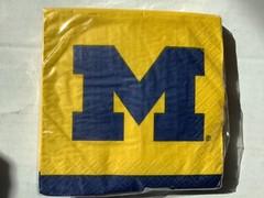 Michigan Wolverines “M” NCAA College Party Beverage Napkins case lot 192 ct.