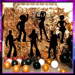 Motiskyy 12 Pcs Disco Dance Silhouettes Cutouts Large Retro Removable PVC Wal…