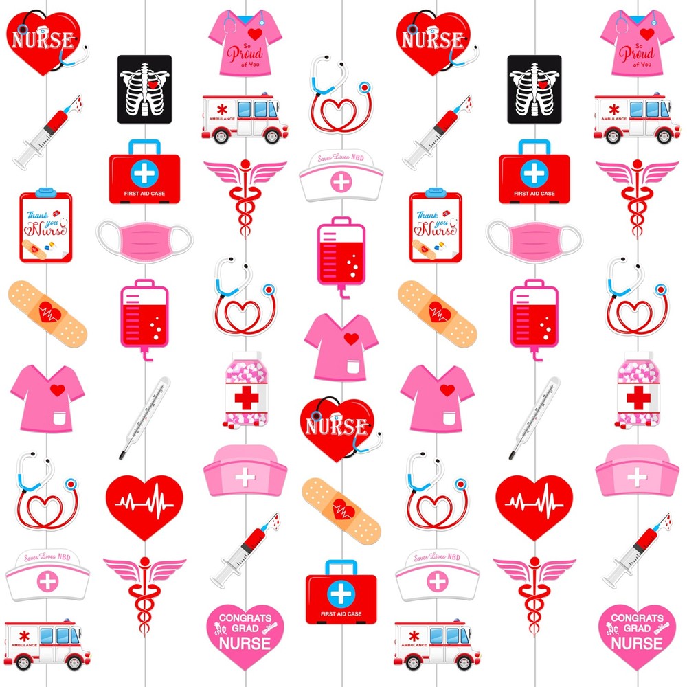 8Pcs Nurse Party Hanging Garlands 80 inches by 30 inches, pink