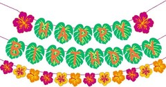 Tropical Birthday Banner Decor Happy Luau Palm Leaf Hawaiian Party Backdrop Set