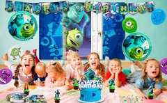 114 Pcs Monsters Inc Party Decorations Set Plates Tableware Balloons Cake Topper