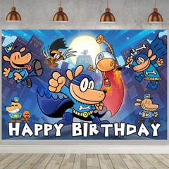 Dog Man Party Supplies Birthday Backdrop Banner Poster Vinyl Birthday Gift 5x3ft