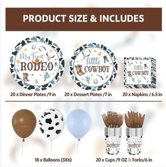 1st Rodeo Themed Decoration and Tableware Includes Banner, Tablecover, Utensils