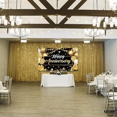 KatchOn, Happy Anniversary Banner Black and Gold – XtraLarge,