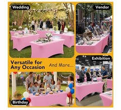 Dailyset 8-Pack Premium Pink Spandex Tablecloths for 6ft Rectangle Tables