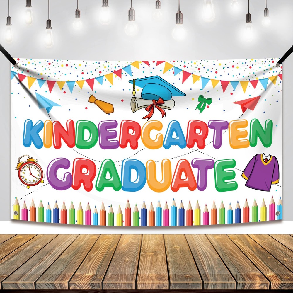 Kindergarten Graduation Backdrop – 72×44 Inch | Grad Backdrop | Kindergarten Gr