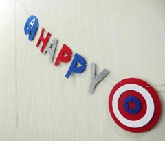 Captain America Theme Marvel Superhero kids Birthday Party Letters Decor Banner