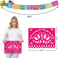 Domestar Mexican Party Decoration, 18 Feet Plastic Papel Picado Fiesta Banner Ci
