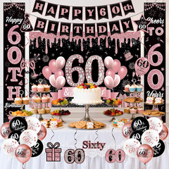 60Th Birthday Decorations for Women, 58Pcs Happy 60Th Birthday Party Supplies, L