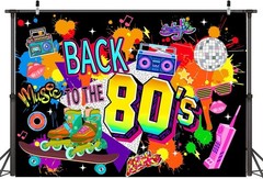 Fade-Resistant 80s Retro Background – 7×5 ft for Photography & Celebrations