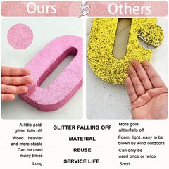 1 PCS Pink Glitter Number 4 Wooden Table Centerpiece Birthday Decor 7.8 Inch