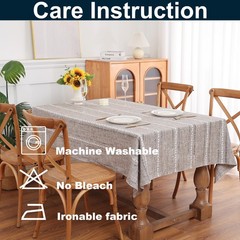 Gernaice Boho Striped Oval Tablecloth Linen Blend Embroidery 60×84 Inch