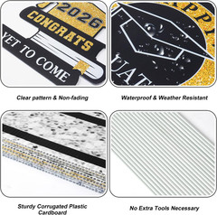 12PCS Graduation Yard Signs 2026 Waterproof Black Congrats Grad w/ Stakes