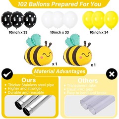 2 Sets Bee Birthday Party Balloon Column Stand Kit With 102 Bumble Bee Foil 5…
