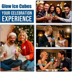 Light Up Ice Cubes, 4~96Pcs Multi Color LED Ice Cubes for Party Drinks Reusable