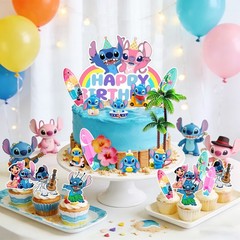 20 Pcs Stitch Cake Decoration Favors Stitch Birthday Party Cake Topper Supplies