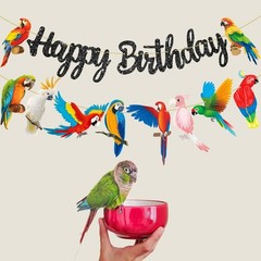 Parrot Birthday Party Banners – Tropical Bird Decoration Toucan Cutout for Hawai