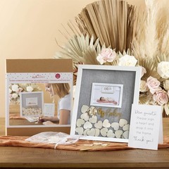 Baby Shower Guest Book Frame – 3D Shadowbox with Wooden Hearts, Gold, Unisex