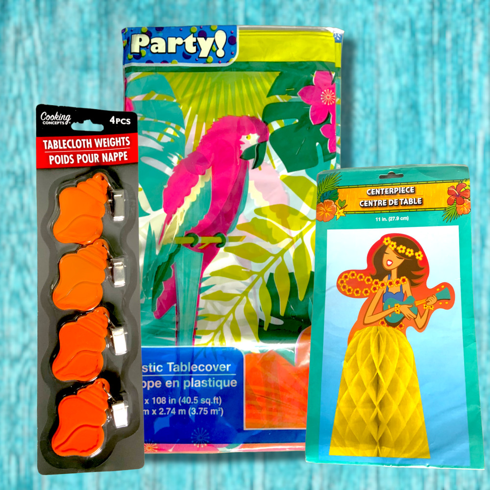 Party Table Supplies Tropical Beach Luau Birds of Paradise 3 Piece Set
