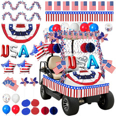 4Th of July Decorations, 46 Pcs Patriotic Parade Decor Kit for Golf Cart, Bikes,