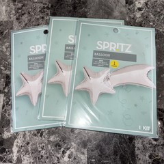 3x) Spritz Party Balloons Silver Shooting Stars 19 1/4” X 40 1/2” Inflated New
