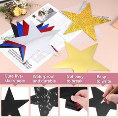 80 Pcs Black Stars Cutouts, 6 Inch Double Printed Paper Stars Cutout